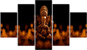 saf Golden Ganesha 5-Panel Wall Painting | Spiritual Home & Office Decor Pack of 5