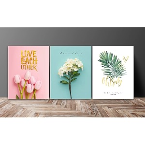 saf paintings set of 3 love flower design uv coated 6mm mdf home decorative gift item painting 12 inch x 27 inch sanfc12218 floral multicolour