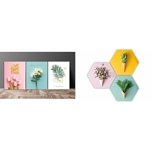 saf set of 3 love flower design uv coated 6mm mdf home decorative gift item painting 12 inch x 27 inch sanfc12218 floral multicolour amp preety floral flower and leaf in cone pot 3 piecemulticolour