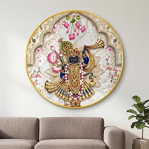 SAF Shrinathji Krishna Wall Painting with PVC