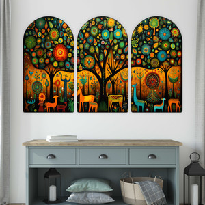saf tribal jungle theme wall art panel set
