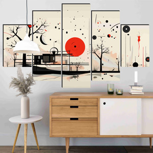 saf wall painting  5 panel nature art  modern mdf decor pack of 5