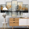 saf Wall Painting | 5 Panel Nature Art | Modern MDF Decor Pack of 5