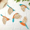 SAF Wooden 3D 5 Pieces Birds on Rope Wall Art Panel | Wood Bird Folk Art Wall Hanging Art Decoration Item for Living Room, Bedroom, Drawing Room, Dining Room &amp; Office (Black) (Style 2)