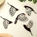 SAF Wooden 3D 5 Pieces Birds on Rope Wall Art Panel | Wood Bird Folk Art Wall Hanging Art Decoration Item for Living Room, Bedroom, Drawing Room, Dining Room & Office (Black) (Multicolour)