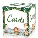 Safari Jungle Card Box - Wild Animal Collapsible Money Box or Gift Box for Baby &amp; Bride Shower, Birthday, Wedding Reception, Engagement Party, Graduation - 8"x8"x8" Party Favors Decorations Boxes(18)
