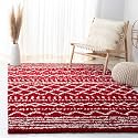 SAFAVIEH Area Rug 4x6 - Arizona Shag Collection - Red &amp; Ivory, Moroccan Boho Design, Non-Shedding &amp; Easy to Clean, Ideal for Living Room, Bedroom, Dining Space (ASG741Q)