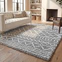 SAFAVIEH Area Rug 6x8 - Arizona Shag Collection - Grey &amp; Ivory, Moroccan Boho Design, Non-Shedding &amp; Easy to Clean, Ideal for Living Room, Bedroom, Dining Space (ASG741G)