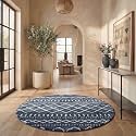SAFAVIEH Area Rug 8' Round - Arizona Shag Collection - Slate Blue &amp; Ivory, Non-Shedding &amp; Easy to Clean, Plush Thick Pile, Ideal for Living Room, Bedroom, Dining Space (ASG741L)