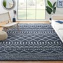 SAFAVIEH Arizona Shag Collection Area Rug - 6'7" Square, Slate Blue &amp; Ivory, Moroccan Boho Design, Non-Shedding &amp; Easy to Clean, Ideal for Living Room, Bedroom, Dining Space (ASG741L)
