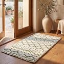 SAFAVIEH Arizona Shag Collection Area Rug - 2'3" x 4', Ivory &amp; Green, Moroccan Boho Design, Plush Pile, Ideal for Hallway, Foyer, Entryway, Accent Space (ASG741Y)