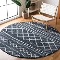SAFAVIEH Arizona Shag Collection Area Rug - 3'2" Round, Slate Blue &amp; Ivory, Moroccan Boho Design, Non-Shedding &amp; Easy to Clean, Ideal for Living Room, Bedroom, Dining Space (ASG741L)