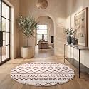 SAFAVIEH Arizona Shag Collection Area Rug - 6'7" Round, Ivory &amp; Red, Moroccan Boho Design, Non-Shedding &amp; Easy to Clean, Ideal for Living Room, Bedroom, Dining Space (ASG741P)