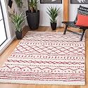 SAFAVIEH Arizona Shag Collection Area Rug - 5'1" x 7'6", Ivory &amp; Red, Moroccan Boho Design, Non-Shedding &amp; Easy to Clean, Ideal for Living Room, Bedroom, Dining Space (ASG741P)