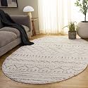 SAFAVIEH Arizona Shag Collection Area Rug - 4' x 6' Oval, Ivory &amp; Beige, Moroccan Boho Design, Non-Shedding &amp; Easy to Clean, Ideal for Living Room, Bedroom, Dining Space (ASG741A)