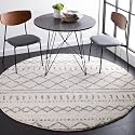 SAFAVIEH Arizona Shag Collection Area Rug - 3'2" Round, Ivory &amp; Grey, Moroccan Boho Design, Non-Shedding &amp; Easy to Clean, Ideal for Living Room, Bedroom, Dining Space (ASG741F)