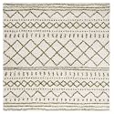 SAFAVIEH Arizona Shag Collection Area Rug - 5'1" Square, Ivory &amp; Green, Moroccan Boho Design, Non-Shedding &amp; Easy to Clean, Ideal for Living Room, Bedroom, Dining Space (ASG741Y)