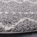 SAFAVIEH Arizona Shag Collection Area Rug - 3'2" Round, Grey &amp; Ivory, Moroccan Boho Design, Non-Shedding &amp; Easy to Clean, Ideal for Living Room, Bedroom, Dining Space (ASG741G)