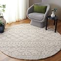SAFAVIEH Arizona Shag Round Rug 10', Soft Plush Boho Ivory &amp; Beige ASG741A