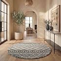 SAFAVIEH Arizona Shag Round Rug 8', Soft Plush Boho Brown &amp; Ivory ASG741B