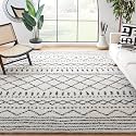 SAFAVIEH Arizona Shag Rug 10'x14', Soft Plush Boho Ivory &amp; Black ASG741Z