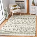 SAFAVIEH Arizona Shag Rug 6'7"x9'2", Soft Plush Boho Ivory &amp; Green ASG741Y