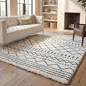 SAFAVIEH Arizona Shag Rug 8'x10', Soft Plush Boho Ivory &amp; Black ASG741Z