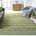 SAFAVIEH Arizona Shag Rug 9'x12', Soft Plush Boho Green &amp; Ivory ASG741X