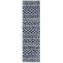 SAFAVIEH Arizona Shag Runner Rug 2'3"x12', Soft Slate Blue &amp; Ivory ASG741L