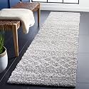 SAFAVIEH Arizona Shag Runner Rug 2'3"x12', Soft Plush Grey & Ivory ASG741G