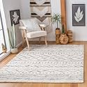 SAFAVIEH Arizona Shag Square Rug 6'7", Soft Plush Boho Ivory &amp; Grey ASG741F