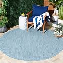 SAFAVIEH Courtyard Collection 4' Round Aqua/Grey CY8521 Indoor/ Outside Waterproof Easy cleansingPatio Backyard Mudroom Area Mat