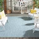 SAFAVIEH Courtyard Collection CY8521 Indoor/ Outdoor splashpoof Easy scrubbing Patio Backyard Mudroom Area-Rug, 9' x 12', Aqua/Grey