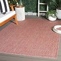 SAFAVIEH Courtyard Outdoor Area Rug 6'7"x9'6", Red &amp; Beige CY8521-36521