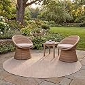 SAFAVIEH Courtyard Outdoor Round Rug 9', Beige & Brown CY8521-36312