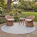 SAFAVIEH Washable Rug Outdoor Courtyard Collection - 5'3" x 7'6" Oval, Grey &amp; Navy, Non-Shedding &amp; Easy Cleaning, Ideal for Patio, Backyard, Mudroom (CY8521-36812)