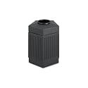 Safco Canmeleon Outdoor-Indoor Open Top Pentagon Trash Can 9486BL, Black, Decorative Fluted Panels, 45-Gallon Capacity