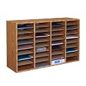 Safco Literature Organizer, 36 Compartments, Office and Classroom Mailbox with Adjustable Shelves, Wood Paper and Mail Sorter, Medium Oak
