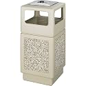 Safco Products Canmeleon Outdoor/Indoor Aggregate Panel Trash Can with Ash Urn 9473TN, Tan, Decorative Fluted Panels, Stainless Steel Ashtray, Weather Resistant