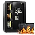 Safe Box, ADIMO 2.8 Cubic Ft Fireproof Safe Box, Weighted Cabinet Safe with Removable Shelf, Sensitive Alarm, Dual Key System with LCD Digital Screen, Safe for Jewelry, Cash, Documents and Gold