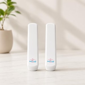 safe-o-kid 2 pcs baby safety door lock sleek wedge type door stopper for doors amp windows  non-slip prevents door slamming finger pinch amp lock outs  child safety door wedge - white
