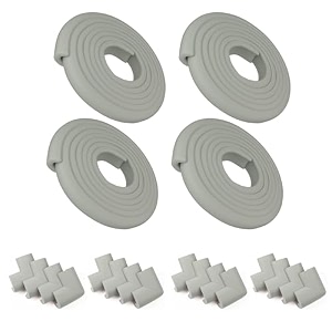 safe-o-kid - babyprrofing l-shaped 2 mtr long 4 medium edge guards with 16 corner cushions for baby safety grey
