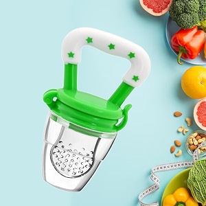 safe-o-kid bpa-free baby fruitfood feeder  safe non-toxic silicone feeder for fresh fruits vegetables and snacks ideal for babies and toddlers green