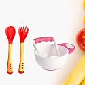 Safe-O-Kid BPA Free Baby Feeding Set – Masher Bowl with Heat Sensitive Spoon for Mess-Free &amp; Safe Mealtime (Assorted)