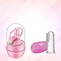Safe-O-Kid BPA-Free Baby Hygiene Essentials – Tongue Cleaner, Soft Teether with Grooming Kit, (Pink)