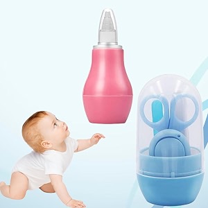 safe-o-kid bpa-free nasal aspirator with grooming kit  complete baby hygiene set for gentle nose amp personal care  assorted 
