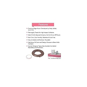 safe-o-kid - pack of 4- unique high density l-shaped 2 mtr long large edge guard strips-brown