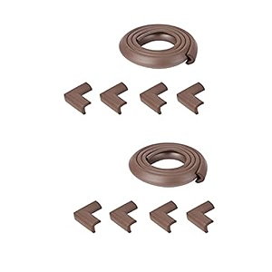 safe-o-kid - pack of 2 safety from head injury- unique high density l-shaped 2 mtr long mini 2 edge guard with 8 corner cushions - brown