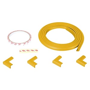 safe-o-kid set of 5 baby proofing combo of l-shaped 2 mtr long mini edge guard with 4 corner protectors for sharp edges for babies- yellow