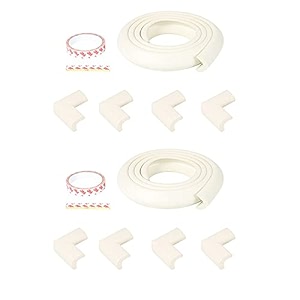 safe-o-kid - unique high density l-shaped 2 mtr long 2 medium edge guards with 8 corner cushions white
